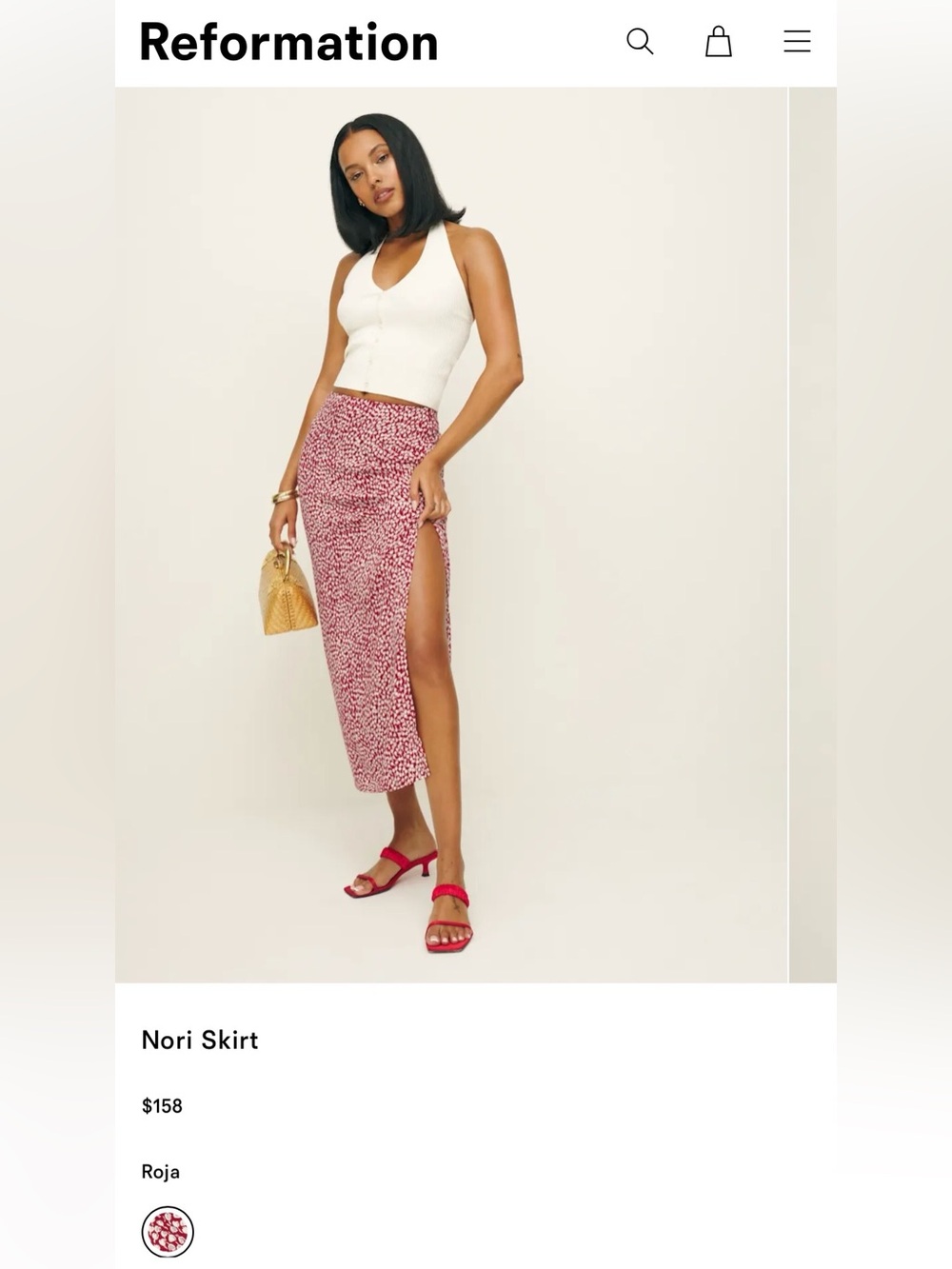 NWT Reformation Nori Midi Skirt - Roja Floral Print